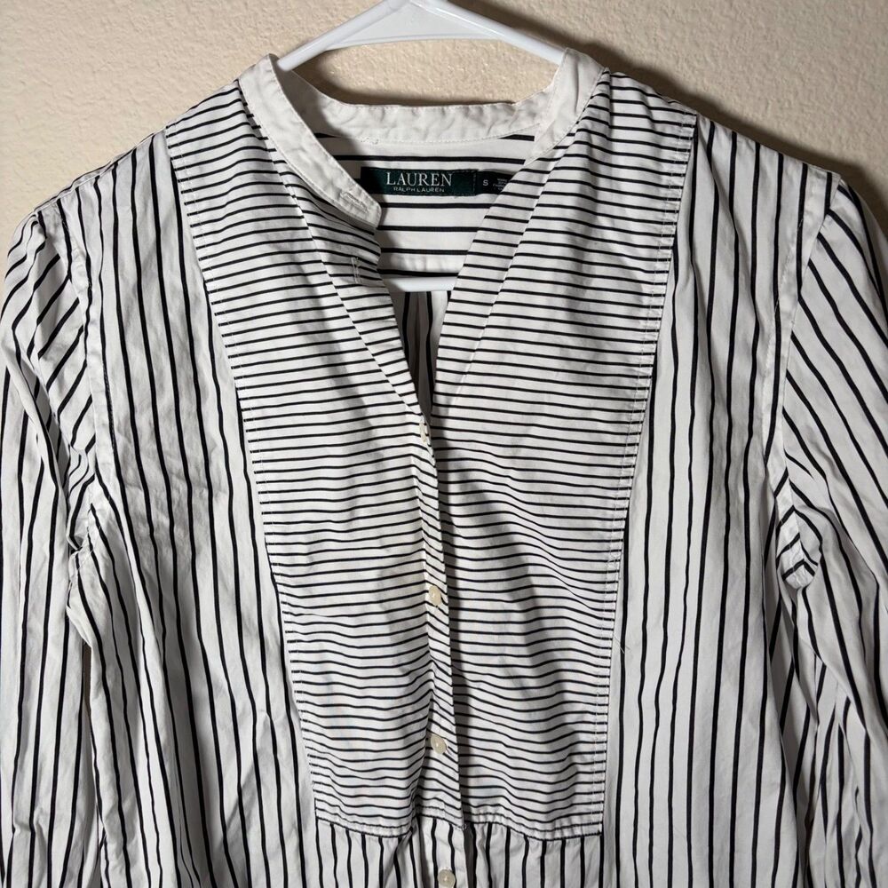 Lauren Ralph Lauren Shirt Women's Small Striped Button Long Sleeve Top - Picture 3 of 8